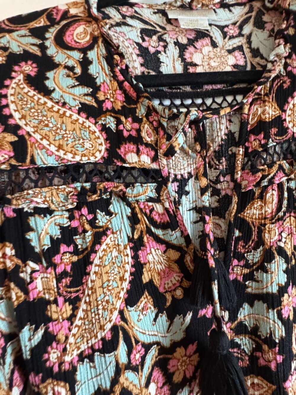 City Chic Starling Reine Paisley Boho Tassel Belt Mini Dress Plus Size M 18 - Picture 6 of 9